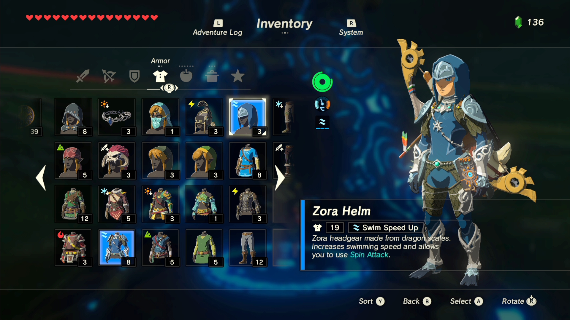 Zelda breath of the wild more armor slots game
